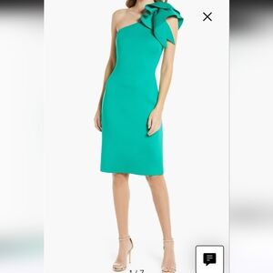 sachin and babi light blue dress Eliza J Rosette Detail Mesh & Scuba Crepe Cocktail Sheath Dress